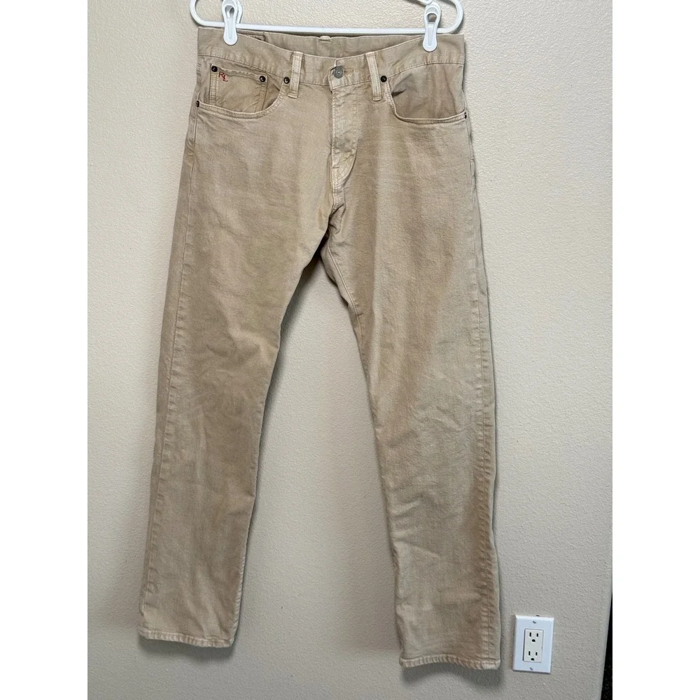 Polo Ralph Lauren Hampton Straight Leg Pants Tan Khaki Mens 32x34 Cotton Stretch